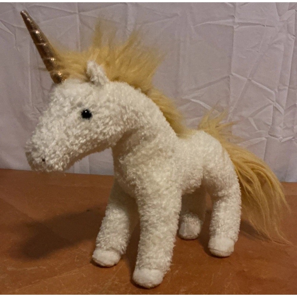 Douglas Unicorn #606B 9.5x10.5" Stuffed Animal, White And Gold, Retired